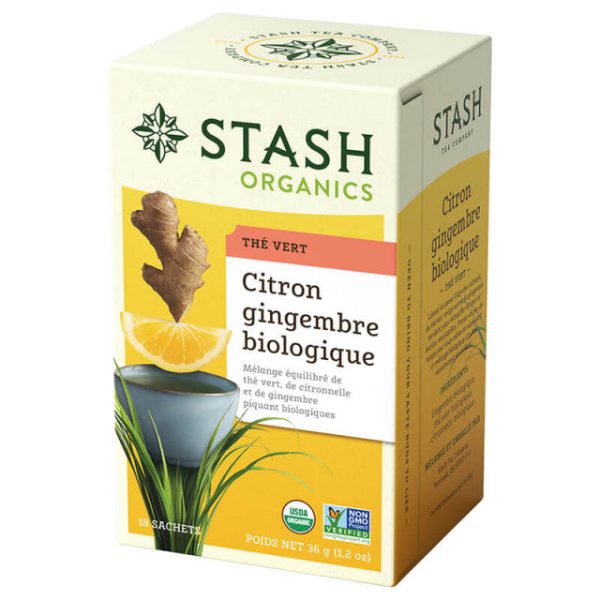 Thé vert bio au citron et gingembre bio - Stash Hot on Sale