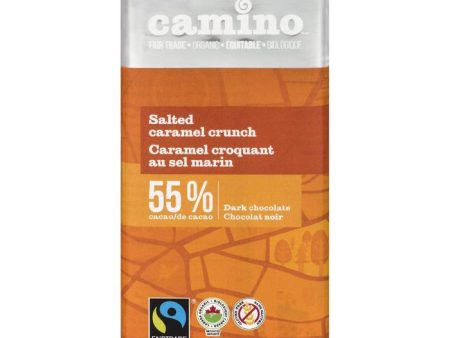 Tablette de chocolat noir, bio, équitable, 55% de cacao au caramel croquant et sel marin - Camino Sale