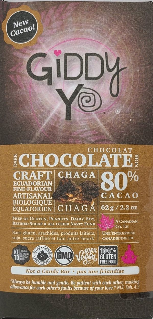 Tablette de chocolat noir bio 80 % de cacao au chaga - Giddy Yo Hot on Sale