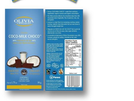 Tablette de chocolat noir bio 44 % de cacoa au coco crémeux - Olivia Chocolat For Cheap