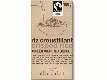 Tablette de chocolat équitable au lait bio au riz croustillant - Galerie au chocolat on Sale