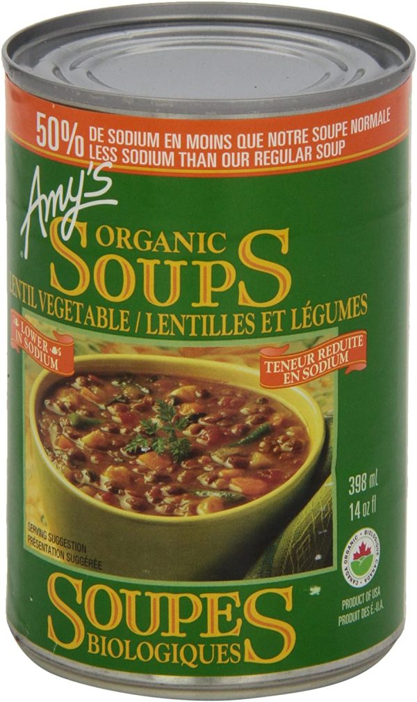 Soupe bio de lentilles et légumes à faible teneur en sodium - Amy’s Supply