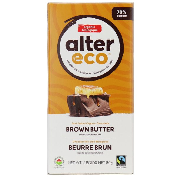 Tablette de chocolat noir bio équitable, vegan, 70%  de cacao au beurre brun - Alter Eco Online Sale