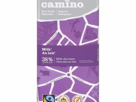 Tablette de chocolat au lait, bio, équitable, 38% de cacao - Camino Supply