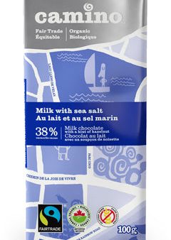 Tablette de chocolat au lait et sel marin, bio, équitable, 38% de cacao - Camino Online Sale