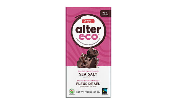 Tablette de chocolat noir bio équitable, vegan, 79%  de cacao à la fleur de sel - Alter Eco Online