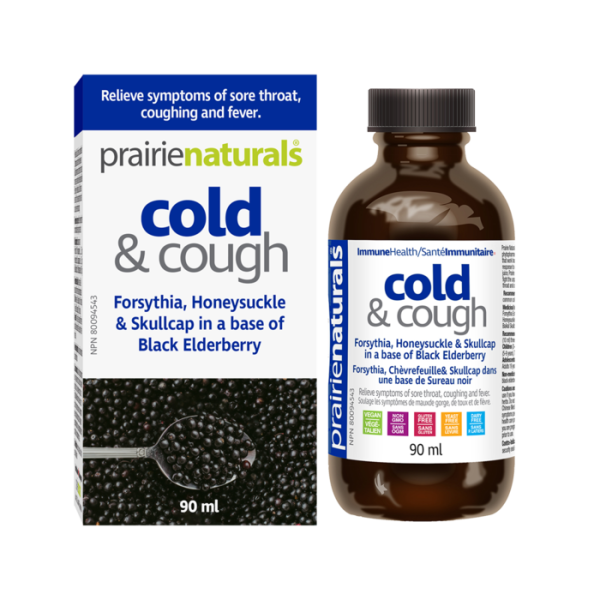 Prairie Naturals Cold & Cough (Forsythia, chèvrefeuille et scutellaire dans une base de jus de sureau noir) - Prairie Naturals Online now