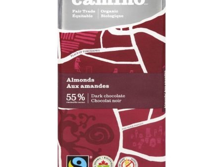 Tablette de chocolat mi-noir aux amandes, bio, équitable, 55% de cacao - Camino Supply