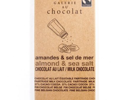 Tablette de chocolat au lait bio avec amandes et fleur de sel - Galerie au chocolat Online