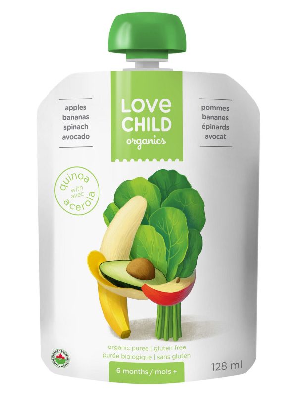 Purée aux pommes, poires, épinars et avocats - Love Child Organics Online Hot Sale