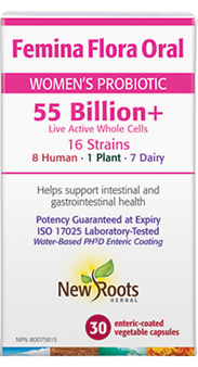 Fémina flora Oral probiotique pour fenme 55 milliards - New Roots Herbal on Sale