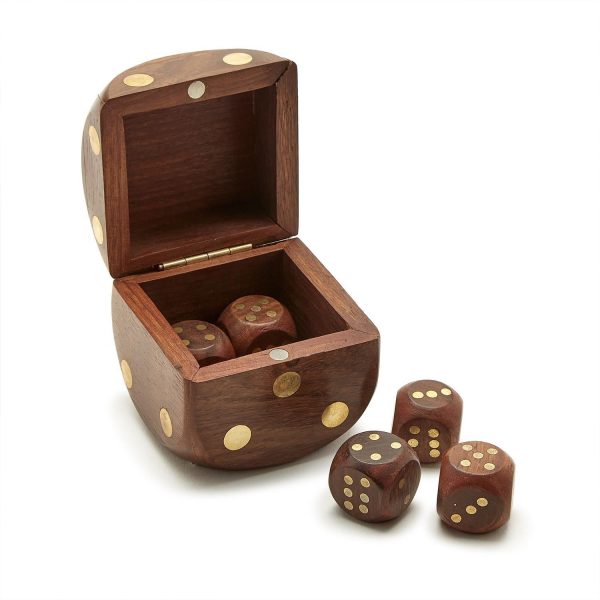 Wood Crafted Dice Box w  6 Dice Sale