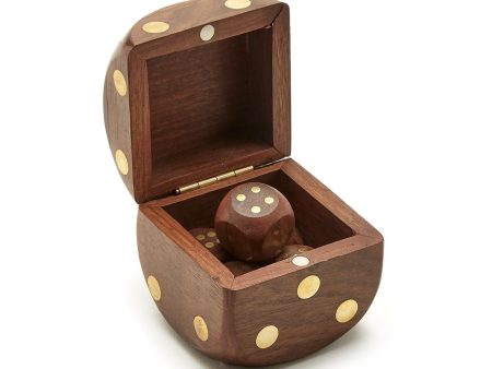 Wood Crafted Dice Box w  6 Dice Sale