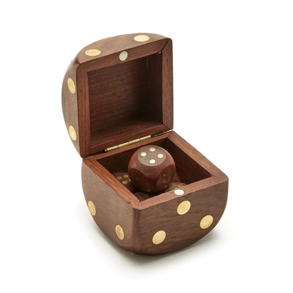 Wood Crafted Dice Box w  6 Dice Sale